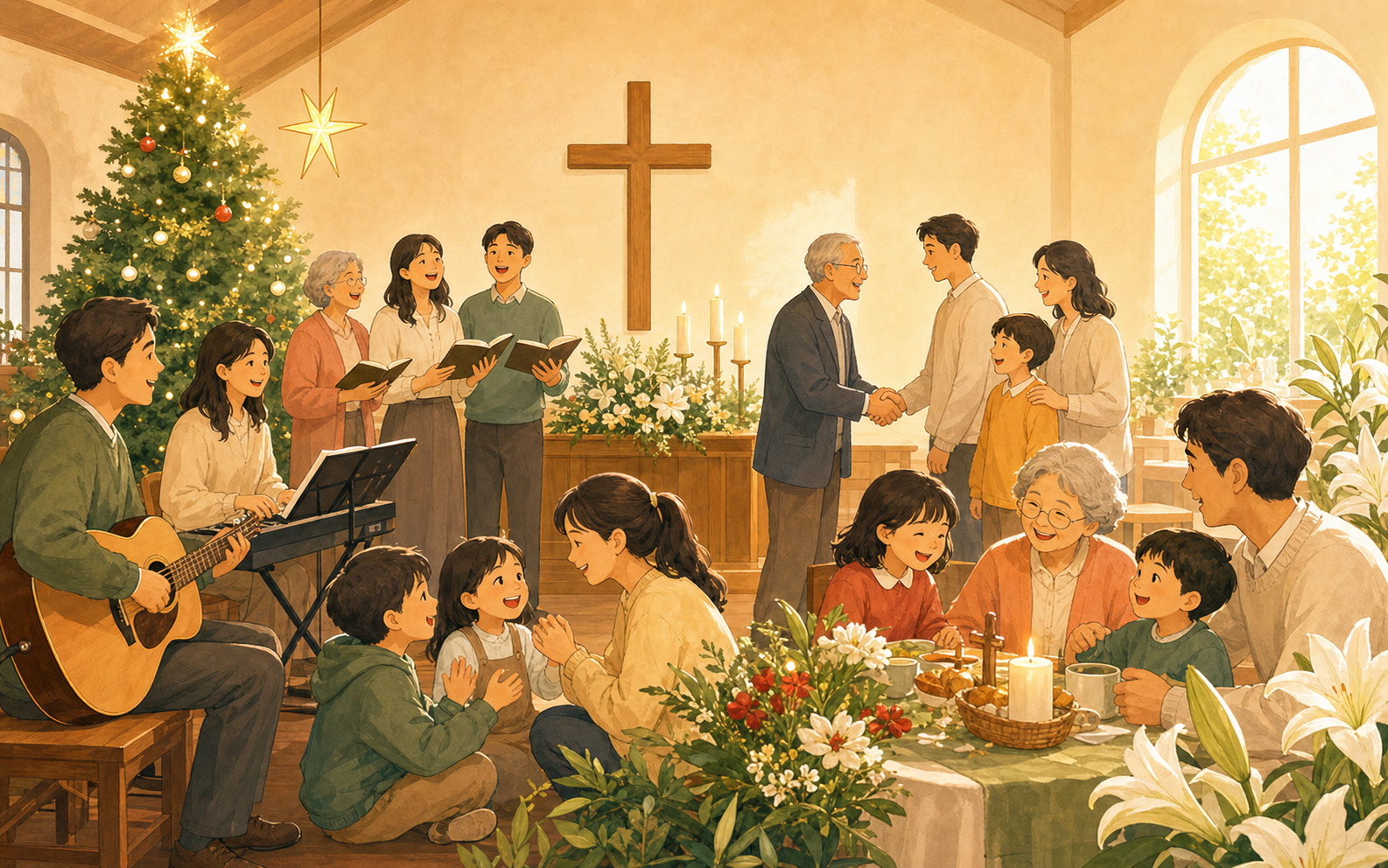 聖誕節與復活節活動插畫